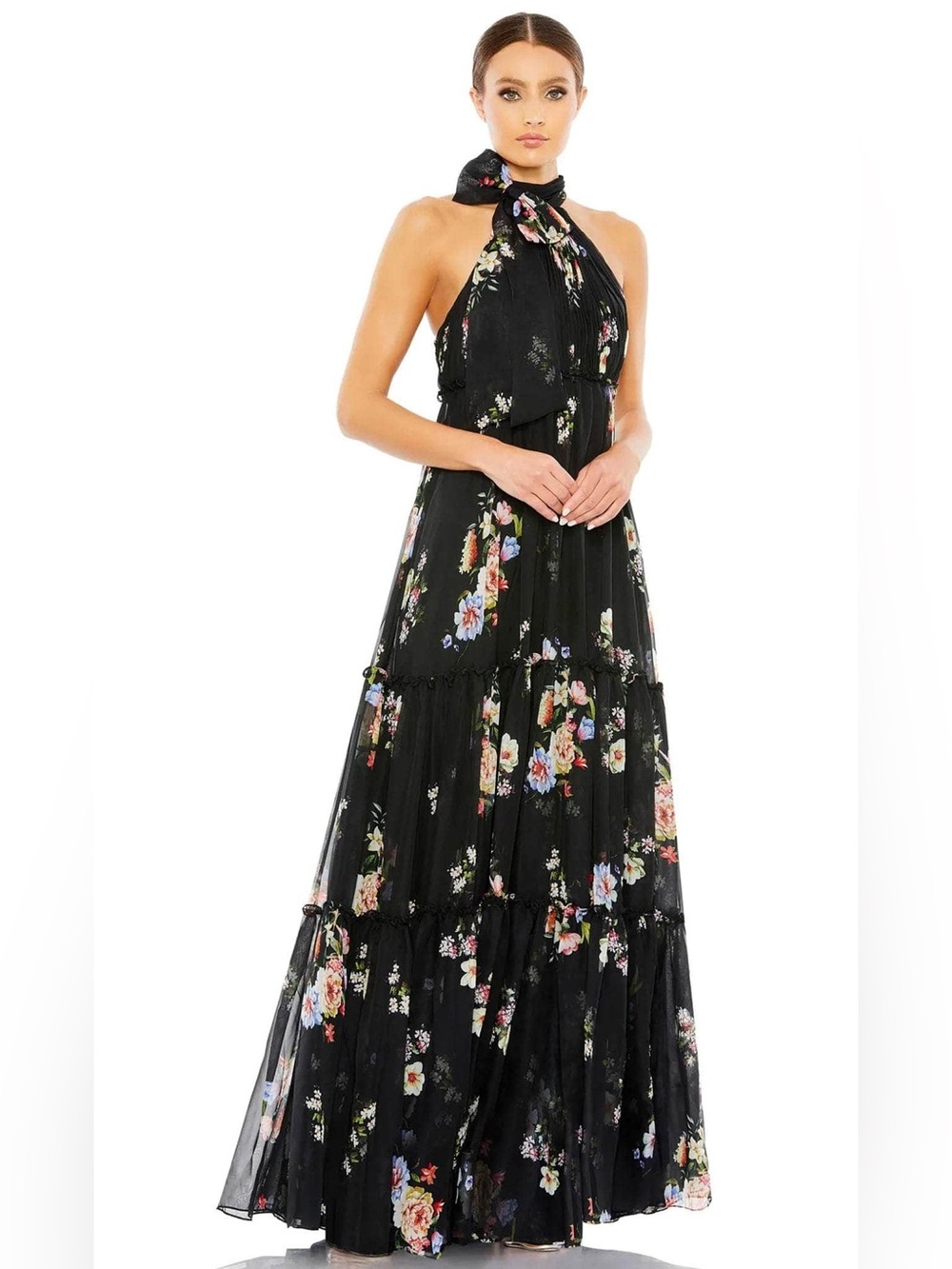Ieena for Mac Duggal Floral Halter A-Line Gown Size 12 | Altered | $458 Retail